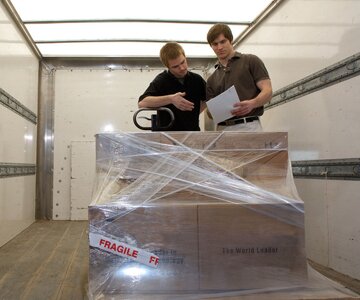 Workers checking cargo
